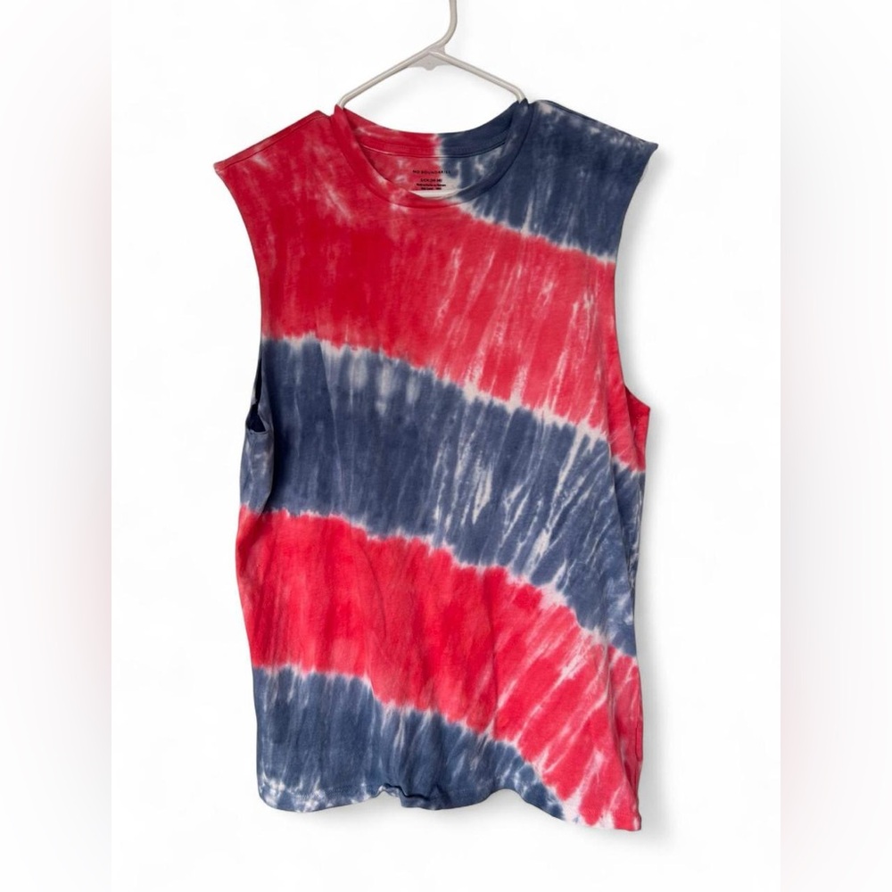 No Boundaries Red and Blue Tie-Dye Top